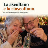Foto illustrativa: la ascoltano e la riascoltano. La voce dei nipotini, in salotto.